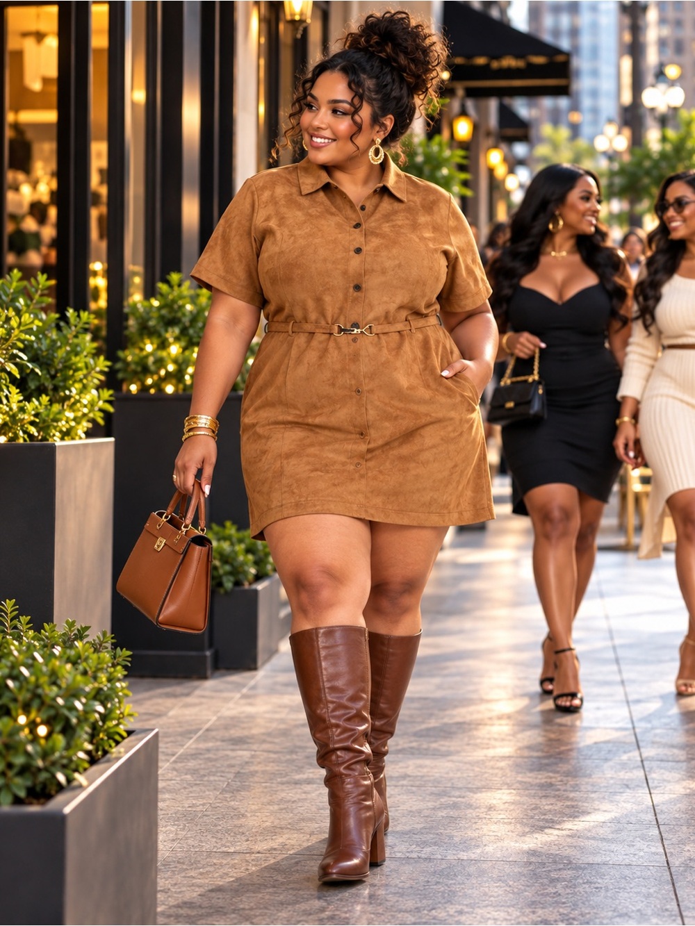 NWT Tan Faux Suede Mini Dress Size 3X